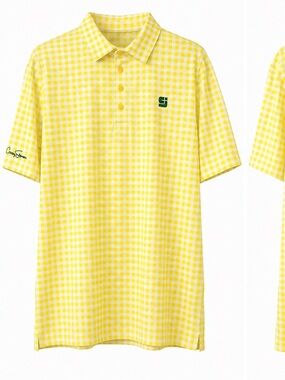 Yellow Gingham Men's Polo Shirt
